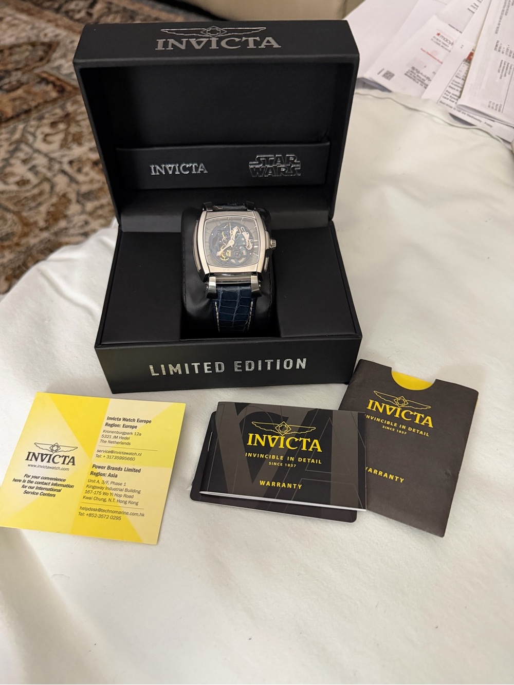 Invicta Men's Black and Blue Limited Edition Leather Strap Watch - Star Wars